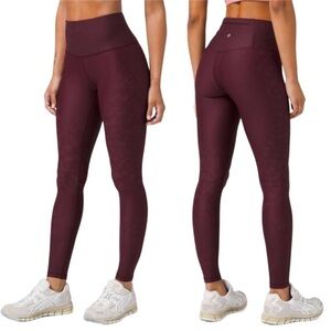 Lululemon Mapped Out High Rise Camo Leggings Size 2 Cassis / Smokey Red